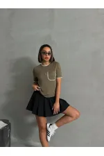 Topshow Haki Çoban Dikişli Toptan T-Shirt