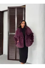Women's Faux Fur Wholesale Coats – Fluffy, Soft Textured, Stylish Winter Outerwear - BURGUNDY