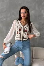 Buttoned Short Wholesale Cardigan F0022 - Stone Blue | TOPSHOW | F0022