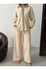 Pantalon Topshow en daim scuba à rayures - Rouge bordeaux | F1972