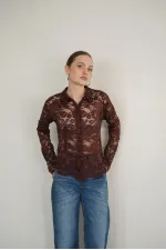 Brode Danteli Toptan Gömlek - Kahve | F2081 - Topshow