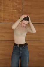 Dantel Toptan Bluz - Taş | F2092 - Topshow