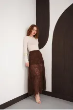Ruffled Lace Skirt - Brown | F2074 - Topshow