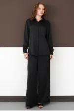 Pleated Hem Lace Up Wholesale Trousers - Black | F2102 - Topshow