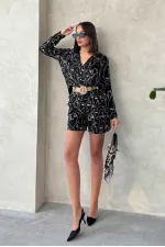 Nakışlı Toptan Şort - Siyah | Topshow