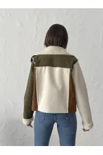 Topshow - Vente en gros de manteaux en daim laminés fourrure de lapin - Crème, kaki, beige