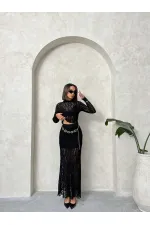 Dantel Toptan Abiye Etek- Siyah | TOPSHOW | F1887