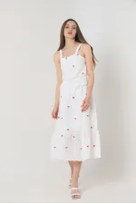 Jupe longue rouge brodée de fleurs (vente en gros) | TOPSHOW