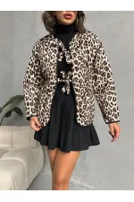Veste matelassée à nouer sur le devant - Léopard | TOPSHOW | F1784