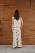 Topshow Embroidered Linen Trousers - Stone | F2008