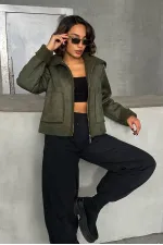 Manteau en peluche suédée F en gros - Kaki | TOPSHOW | F1856