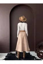 Topshow Scuba Suede Skirt - Mink | F2004