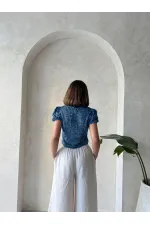 Topshow Haut en organza indigo, blouse en gros