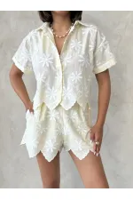 Nakışlı Toptan Gömlek - Sarı | Topshow