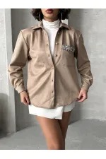 Chemise en daim en gros - Vison | TOPSHOW | F1517