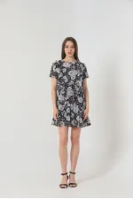 Robe Topshow noire à motif floral en gros