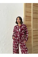 Veste zippée à broderies florales - Bordeaux | Topshow | F1948