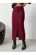 Jupe en velours côtelé Topshow en gros - Bordeaux | F2033