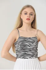 Blouse Topshow à détail zèbre et chaîne, vente en gros