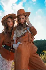 Veste-chemise femme en daim effet daim avec détails en dentelle - Beige | Topshow | F1957