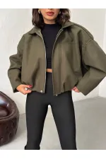 Vestes en cachemire Topshow en gros - Kaki | F2047