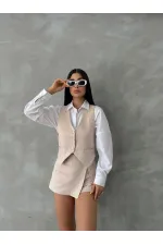 Gilet en daim beige (vente en gros) | TOPSHOW | f1528