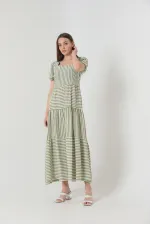 Robe longue rayée vert pistache Topshow en gros