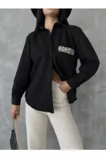 Suede Wholesale Shirt - Black | TOPSHOW | F1517