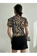 Chemise plissée Topshow Leopard Saxe Waist Gipel Ouzu en gros