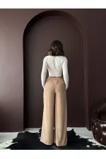 Pantalon en velours côtelé Topshow - Vison | F1996