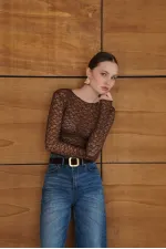 Blouses en dentelle en gros - Café | F2092 - Topshow