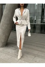 Süet Toptan Etek - Taş | TOPSHOW | F1761