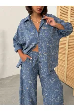 Nakışlı Gömlek - Koyu Mavi Dsn1 | Topshow | F1899