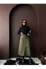 Topshow Scuba Suede Skirt - Khaki | F2004