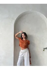 Topshow Kiremit Organze Üstü Süzüneli Toptan Bluz