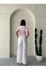 Nakışlı  Pantolon - Krem | Topshow