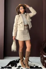 Topshow - Vestes pour femmes effet fourrure (vente en gros) - Gris pierre