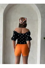 Blouse en mousseline à motifs détaillés noirs Topshow, vente en gros