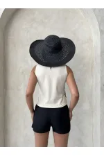 Dantel Detaylı Kare Desen Şort Toptan Etek - Siyah Siyah | Topshow