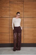 Embroidered Trousers - Brown | D2967 - Topshow