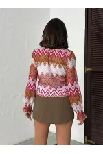 Blouses en gros à motif zigzag fuchsia Topshow