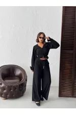 Topshow - Toptan Fitilli Kadife Pantolon - Siyah