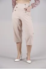 Pantalon décontracté à poches en L boutonnées ornementales - Vente en gros - Gris poudré | TOPSHOW | F0996