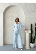 Pantalon brodé Süzüne - Bleu | Topshow | F1927