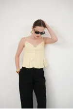 Striped Strappy Wholesale Blouse - Yellow | D2791 - Topshow