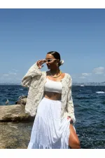 Düğmeli Toptan Hırka - Ham | TOPSHOW | F0026