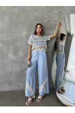 Topshow Mavi Bağcıklı Toptan Pantolon