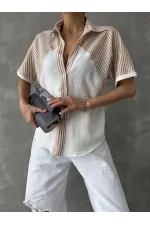 Topshow Stone Line Detailed Low Sleeve Wholesale Shirt