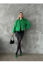 Veste en fausse fourrure en gros - Émeraude | TOPSHOW | F1615