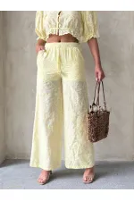 Nakışlı  Pantolon - Sarı | Topshow